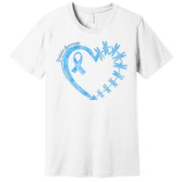 Diabetes Awareness Blue Dragonfly Ribbon Heart Premium T-Shirt