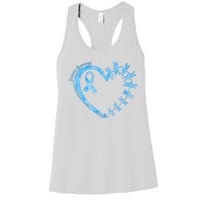 Diabetes Awareness Blue Dragonfly Ribbon Heart Women's Racerback Tank