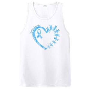 Diabetes Awareness Blue Dragonfly Ribbon Heart PosiCharge Competitor Tank