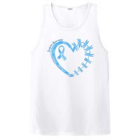 Diabetes Awareness Blue Dragonfly Ribbon Heart PosiCharge Competitor Tank