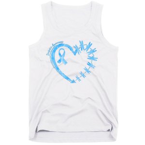 Diabetes Awareness Blue Dragonfly Ribbon Heart Tank Top