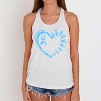 Diabetes Awareness Blue Dragonfly Ribbon Heart Women's Knotted Racerback Tank