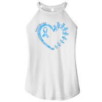 Diabetes Awareness Blue Dragonfly Ribbon Heart Women's Perfect Tri Rocker Tank