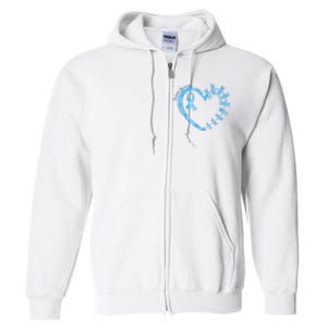 Diabetes Awareness Blue Dragonfly Ribbon Heart Full Zip Hoodie