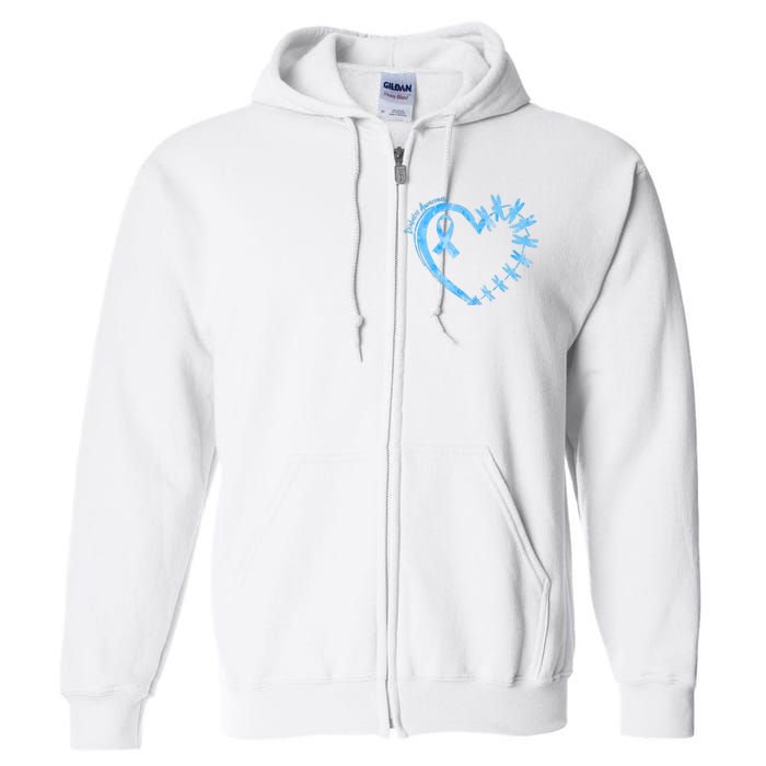 Diabetes Awareness Blue Dragonfly Ribbon Heart Full Zip Hoodie