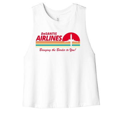 DeSantis Airlines Bringing The Border To You Women's Racerback Cropped Tank