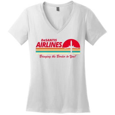 DeSantis Airlines Bringing The Border To You Women's V-Neck T-Shirt