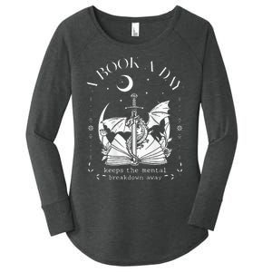 Dragon A Book A Day Keep The Mental Breakdown Away On Back Women's Perfect Tri Tunic Long Sleeve Shirt