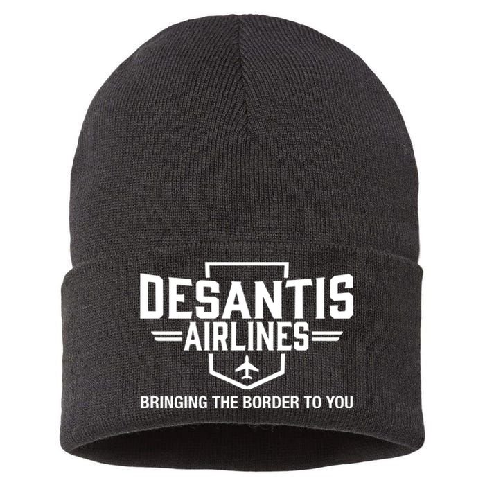 DeSantis Airlines Bringing The Border To You Funny Sustainable Knit Beanie