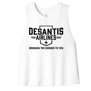 DeSantis Airlines Bringing The Border To You Funny Women's Racerback Cropped Tank