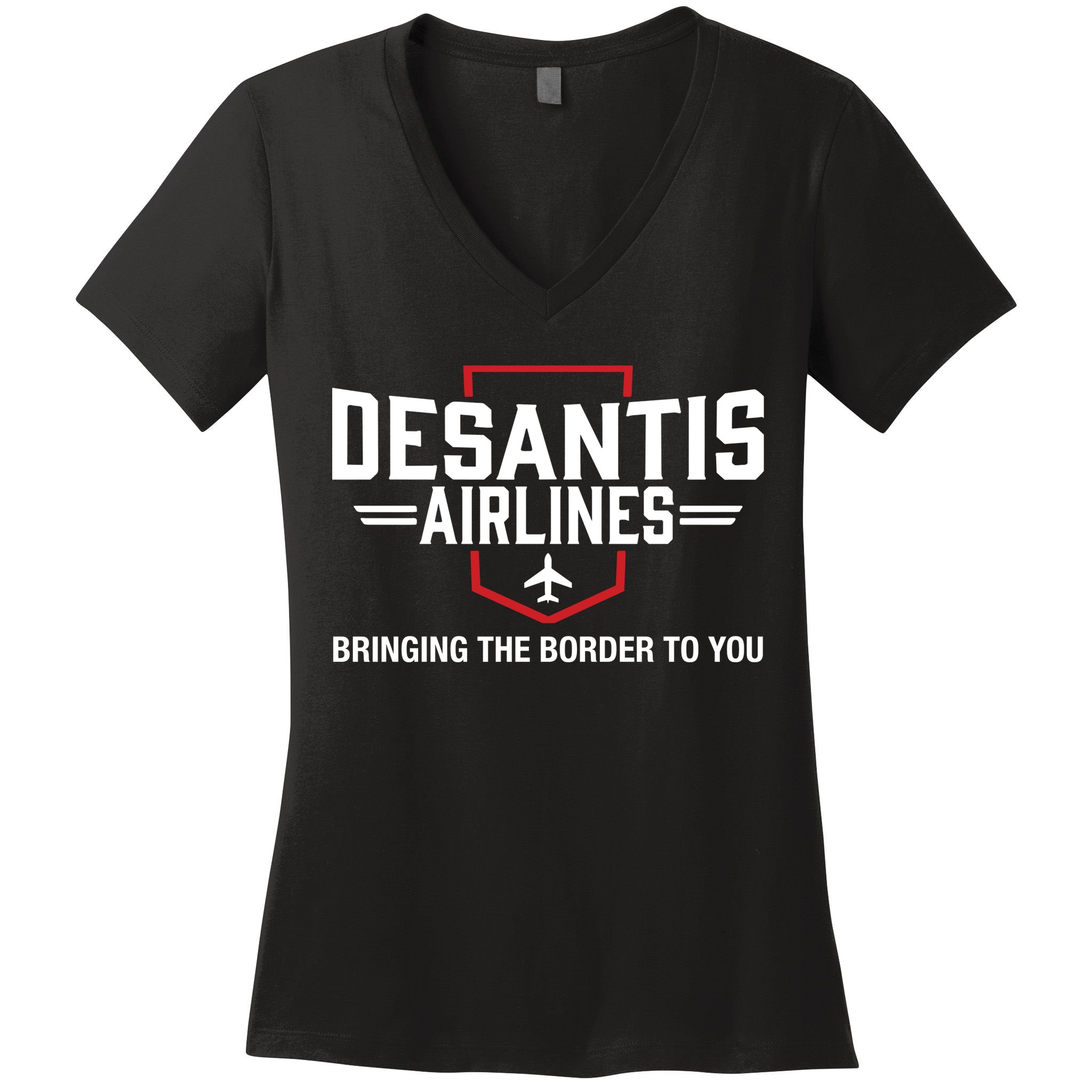 DeSantis Airlines Bringing The Border To You Funny Women's V-Neck T-Shirt