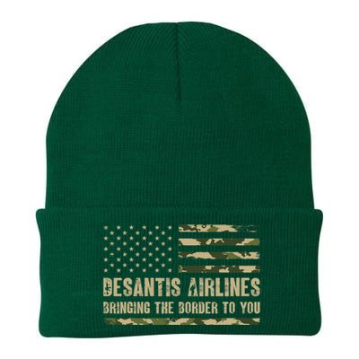 DeSantis Airlines Bringing The Border To You USA Camo Flag Knit Cap Winter Beanie