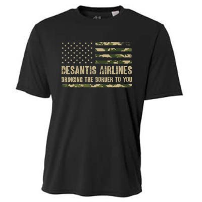 DeSantis Airlines Bringing The Border To You USA Camo Flag Cooling Performance Crew T-Shirt