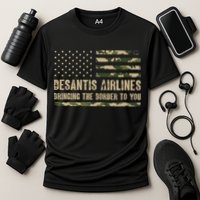 DeSantis Airlines Bringing The Border To You USA Camo Flag Cooling Performance Crew T-Shirt