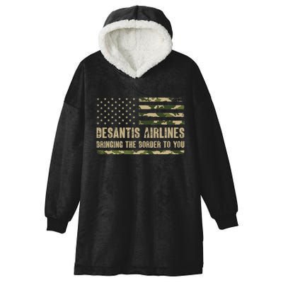 DeSantis Airlines Bringing The Border To You USA Camo Flag Hooded Wearable Blanket