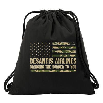 DeSantis Airlines Bringing The Border To You USA Camo Flag Drawstring Bag