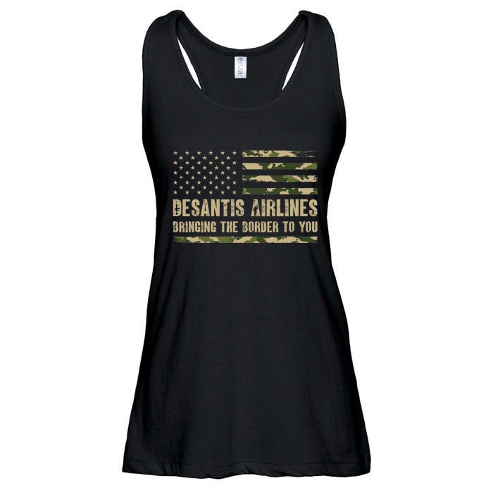 DeSantis Airlines Bringing The Border To You USA Camo Flag Ladies Essential Flowy Tank