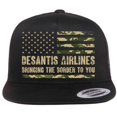 DeSantis Airlines Bringing The Border To You USA Camo Flag Flatbill Hat