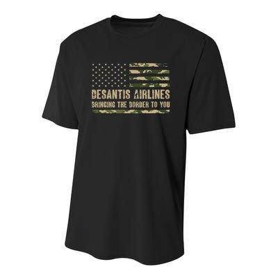 DeSantis Airlines Bringing The Border To You USA Camo Flag Youth Performance Sprint T-Shirt