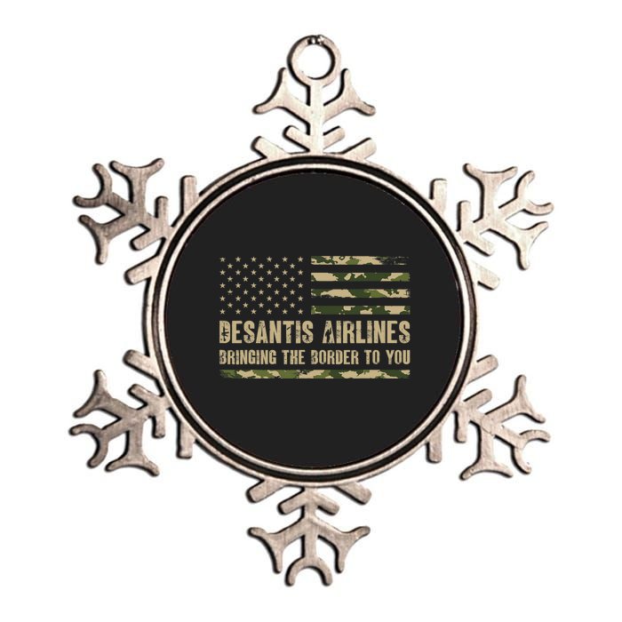 DeSantis Airlines Bringing The Border To You USA Camo Flag Metallic Star Ornament