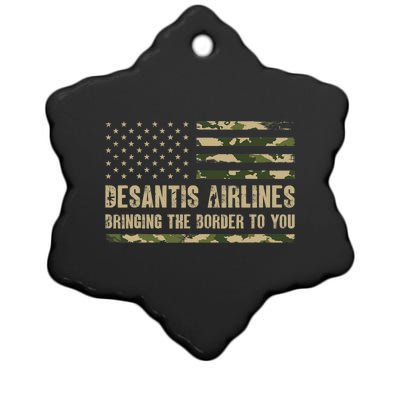 DeSantis Airlines Bringing The Border To You USA Camo Flag Ceramic Star Ornament