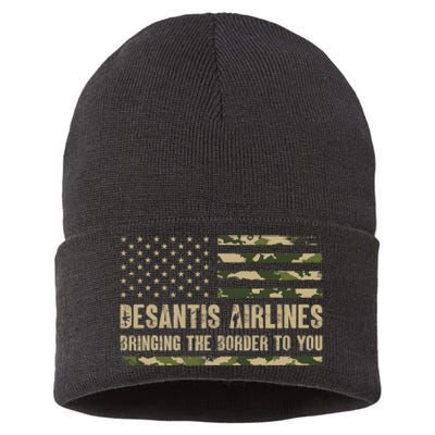 DeSantis Airlines Bringing The Border To You USA Camo Flag Sustainable Knit Beanie