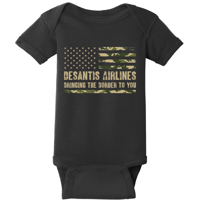 DeSantis Airlines Bringing The Border To You USA Camo Flag Baby Bodysuit