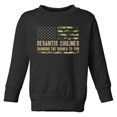 DeSantis Airlines Bringing The Border To You USA Camo Flag Toddler Sweatshirt