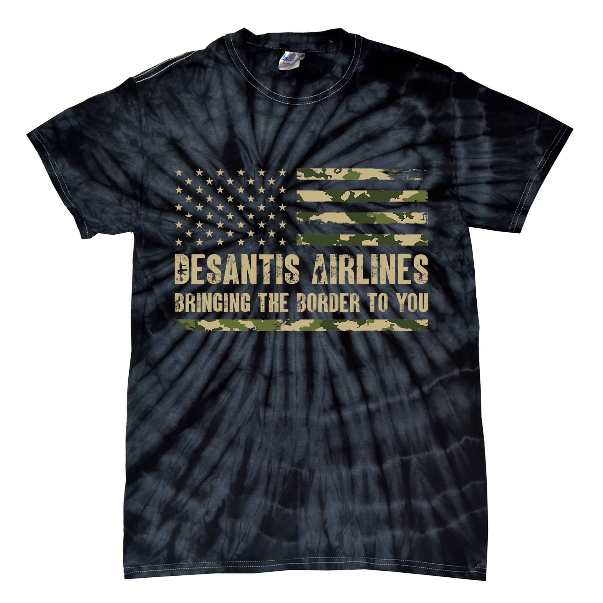 DeSantis Airlines Bringing The Border To You USA Camo Flag Tie-Dye T-Shirt