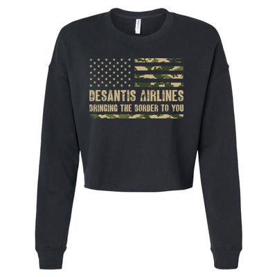 DeSantis Airlines Bringing The Border To You USA Camo Flag Cropped Pullover Crew