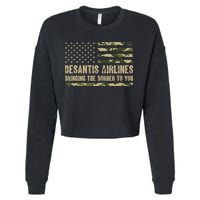 DeSantis Airlines Bringing The Border To You USA Camo Flag Cropped Pullover Crew