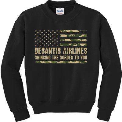 DeSantis Airlines Bringing The Border To You USA Camo Flag Kids Sweatshirt