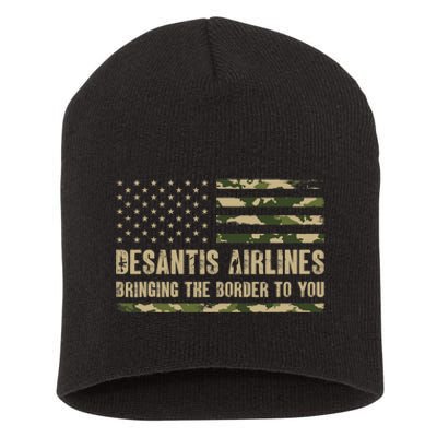 DeSantis Airlines Bringing The Border To You USA Camo Flag Short Acrylic Beanie