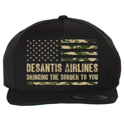 DeSantis Airlines Bringing The Border To You USA Camo Flag Wool Snapback Cap