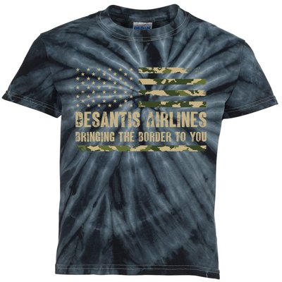 DeSantis Airlines Bringing The Border To You USA Camo Flag Kids Tie-Dye T-Shirt