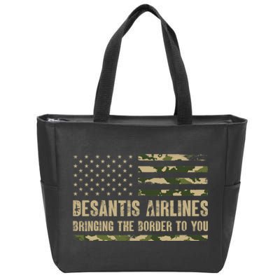 DeSantis Airlines Bringing The Border To You USA Camo Flag Zip Tote Bag