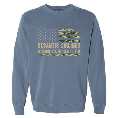 DeSantis Airlines Bringing The Border To You USA Camo Flag Garment-Dyed Sweatshirt