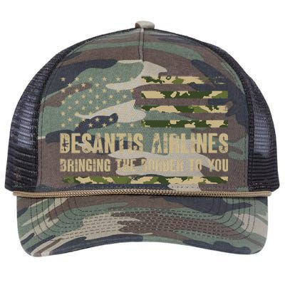 DeSantis Airlines Bringing The Border To You USA Camo Flag Retro Rope Trucker Hat Cap