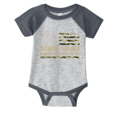 DeSantis Airlines Bringing The Border To You USA Camo Flag Infant Baby Jersey Bodysuit