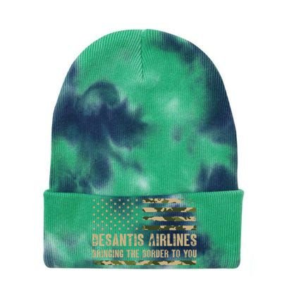 DeSantis Airlines Bringing The Border To You USA Camo Flag Tie Dye 12in Knit Beanie