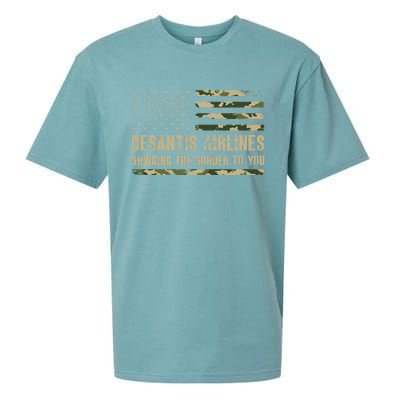 DeSantis Airlines Bringing The Border To You USA Camo Flag Sueded Cloud Jersey T-Shirt