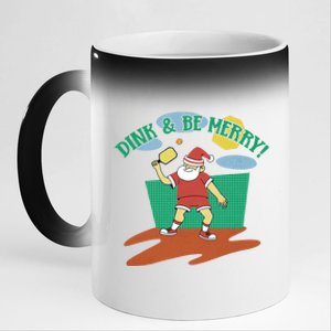 Dink And Be Merry! Santa Claus Fun Christmas Pickleball Memes Gift 11oz Black Color Changing Mug