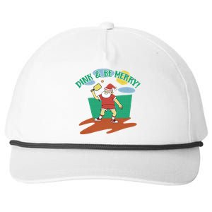 Dink And Be Merry! Santa Claus Fun Christmas Pickleball Memes Gift Snapback Five-Panel Rope Hat