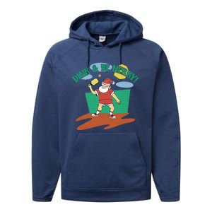 Dink And Be Merry! Santa Claus Fun Christmas Pickleball Memes Gift Performance Fleece Hoodie