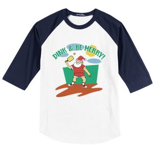 Dink And Be Merry! Santa Claus Fun Christmas Pickleball Memes Gift Baseball Sleeve Shirt