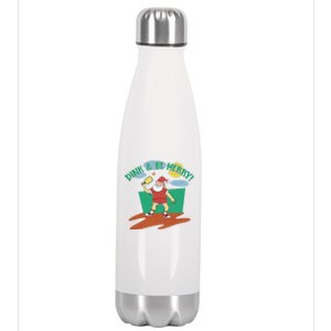 Dink And Be Merry! Santa Claus Fun Christmas Pickleball Memes Gift Stainless Steel Insulated Water Bottle