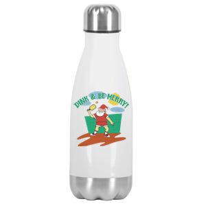 Dink And Be Merry! Santa Claus Fun Christmas Pickleball Memes Gift Stainless Steel Insulated Water Bottle