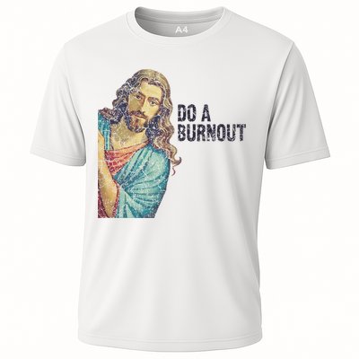Do A Burnout Jesus Meme Funny Saying Hard Working Cooling Performance Crew T-Shirt