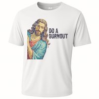 Do A Burnout Jesus Meme Funny Saying Hard Working Cooling Performance Crew T-Shirt