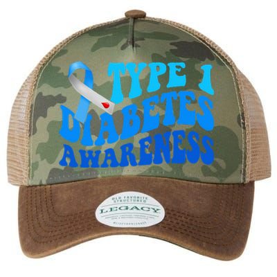 Diabetes Awareness Blue Ribbon T1D Warrior  Legacy Tie Dye Trucker Hat